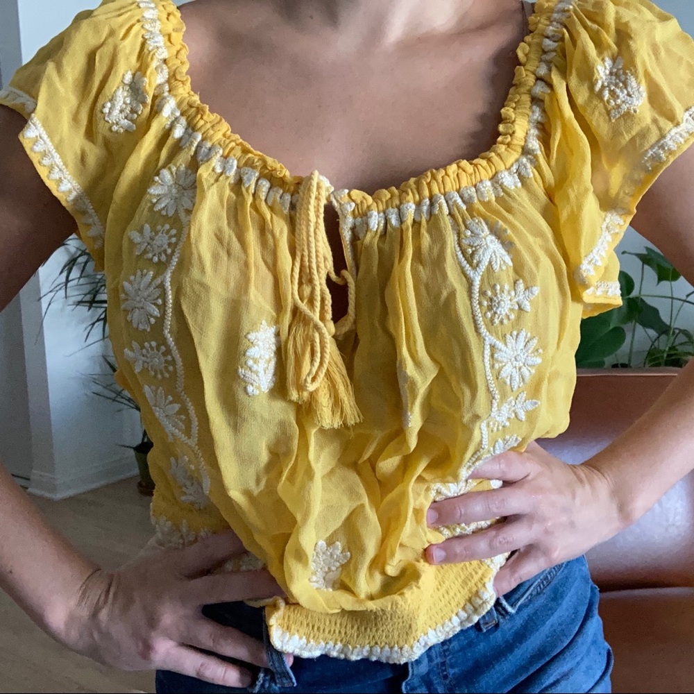 FREE PEOPLE Yellow Spanish Blouse - Picture 3 of 4